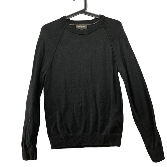 Banana Republic 100% Merino Wool Sweater Mens S Black Crewneck Pullover - Picture 1 of 8